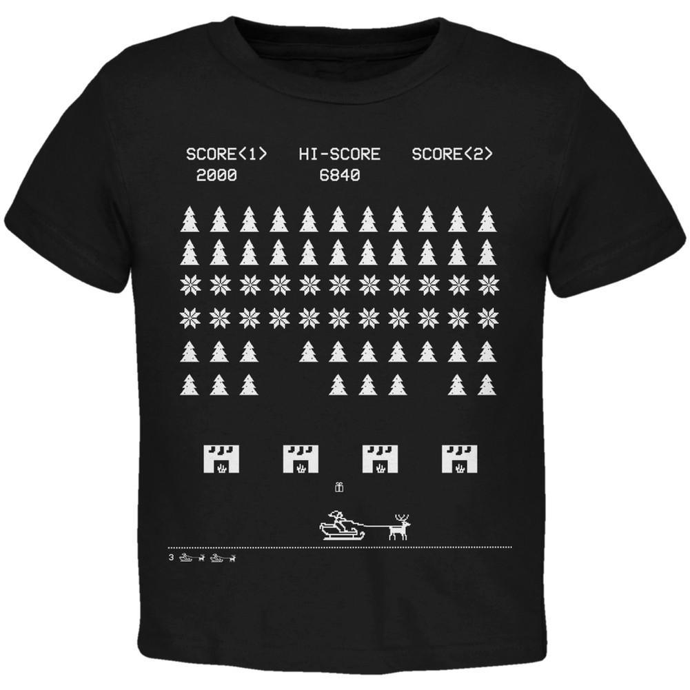 Classic Arcade Game Ugly Christmas Sweater Black Toddler T-Shirt