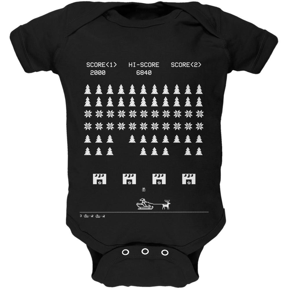 Classic Arcade Game Ugly Christmas Sweater Black Baby One Piece