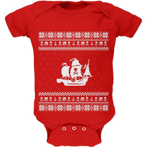 Pirate Ship Ugly Christmas Sweater Black Baby One Piece