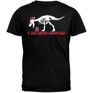 T-Rex Hates Christmas Presents Black T-Shirt