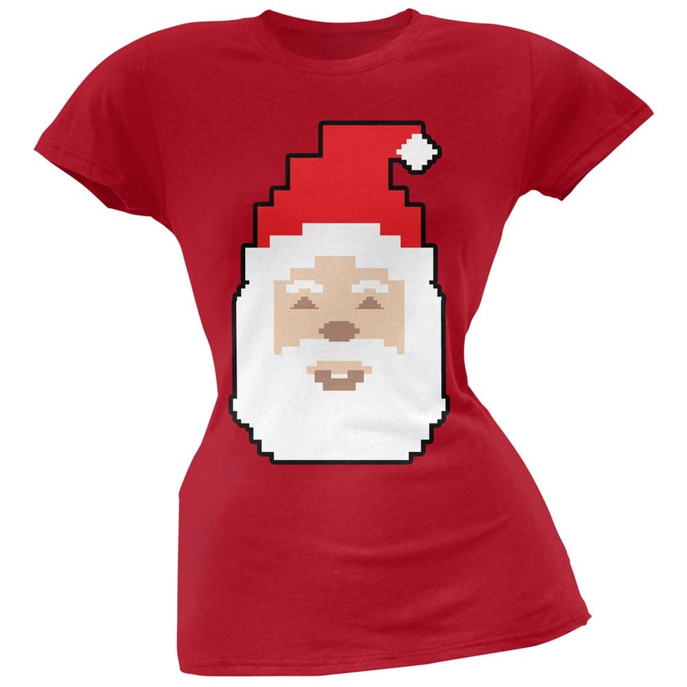8 Bit Santa Red Juniors T-Shirt