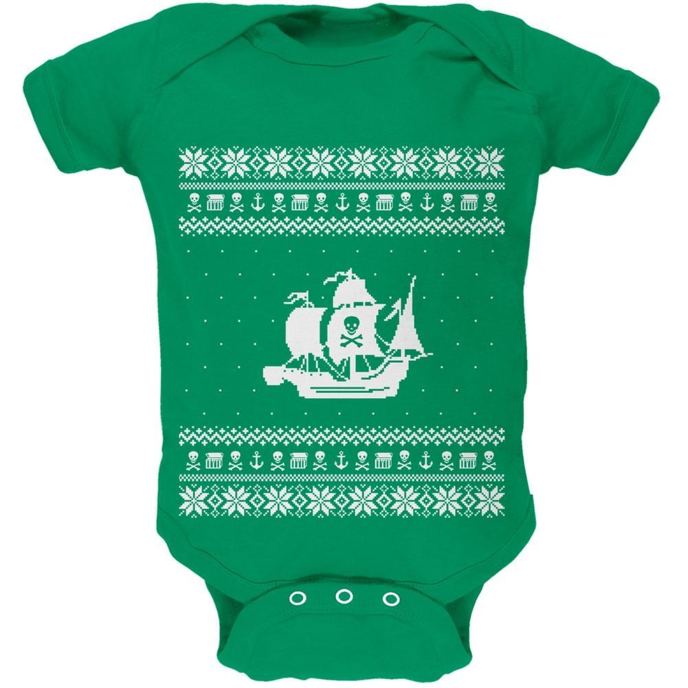 Pirate Ship Ugly Christmas Sweater Black Baby One Piece