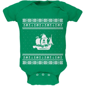 Pirate Ship Ugly Christmas Sweater Black Baby One Piece