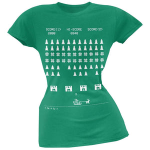 Classic Arcade Game Ugly Christmas Sweater Black Juniors T-Shirt