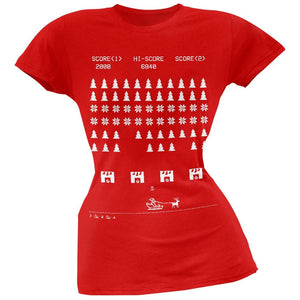 Classic Arcade Game Ugly Christmas Sweater Black Juniors T-Shirt