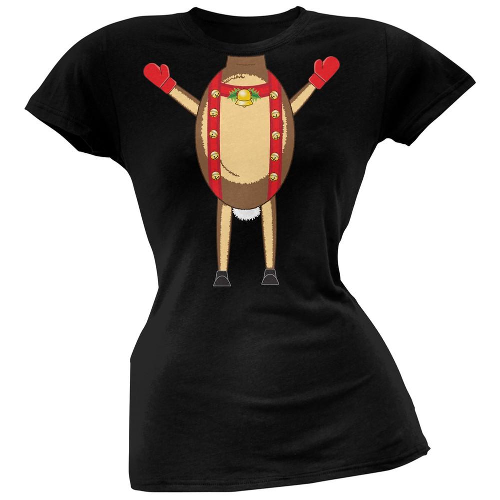 Reindeer Body Costume Black Juniors T-Shirt