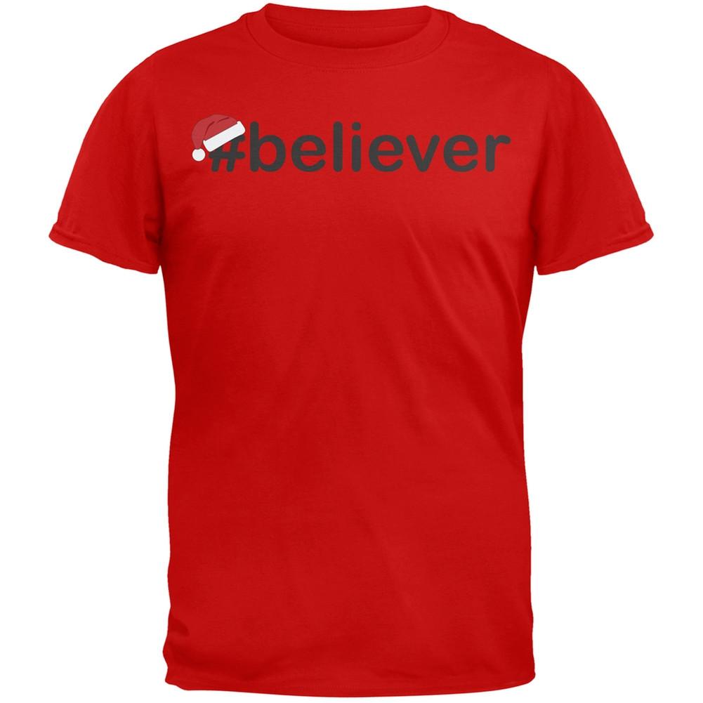 #Believer Santa Mens Red T-Shirt