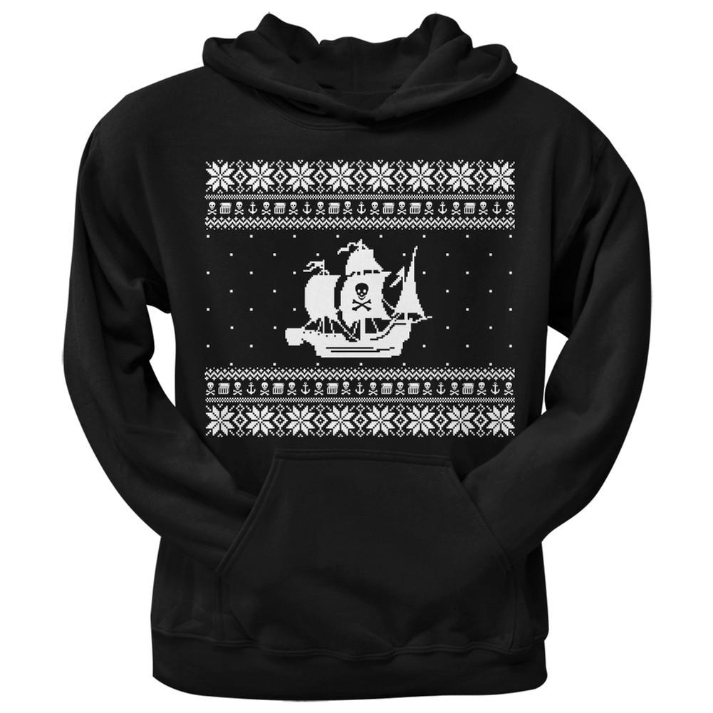 Pirate Ship Ugly Christmas Sweater Black Pullover Hoodie