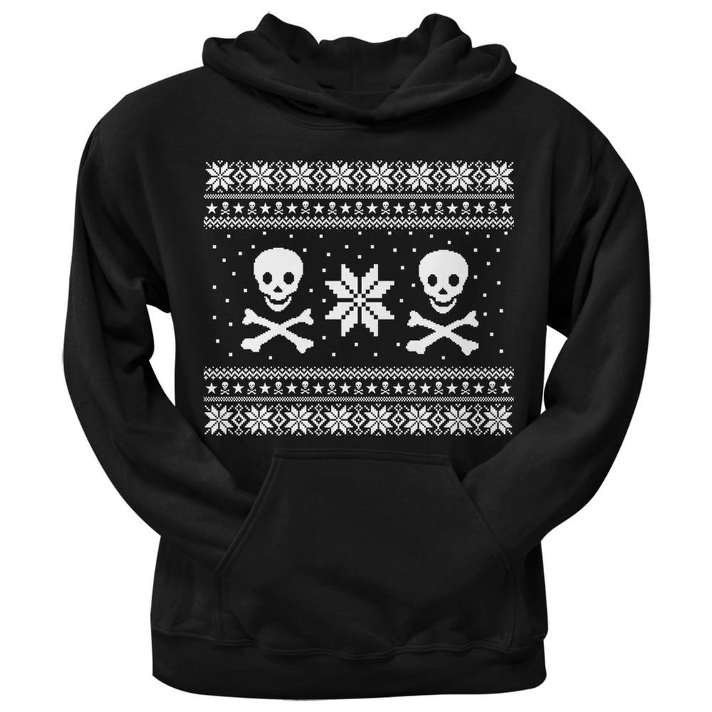 Skull & Crossbones Ugly Christmas Sweater Black Pullover Hoodie