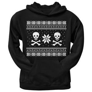 Skull & Crossbones Ugly Christmas Sweater Black Pullover Hoodie