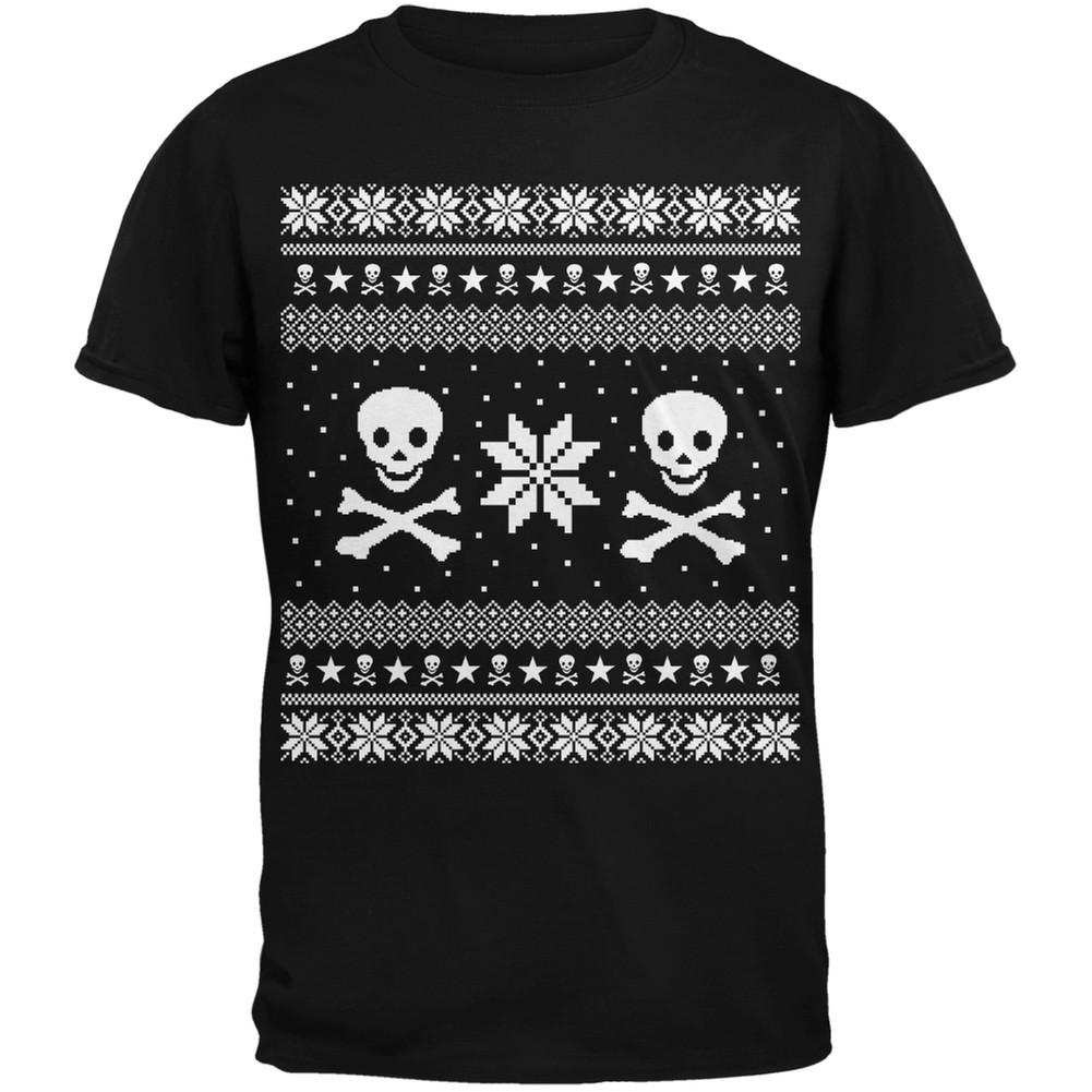 Skull & Crossbones Ugly Christmas Sweater Black T-Shirt