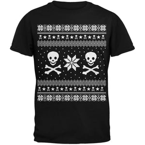 Skull & Crossbones Ugly Christmas Sweater Black T-Shirt