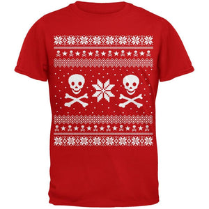 Skull & Crossbones Ugly Christmas Sweater Red T-Shirt