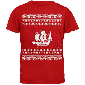 Pirate Ship Ugly Christmas Sweater Red T-Shirt