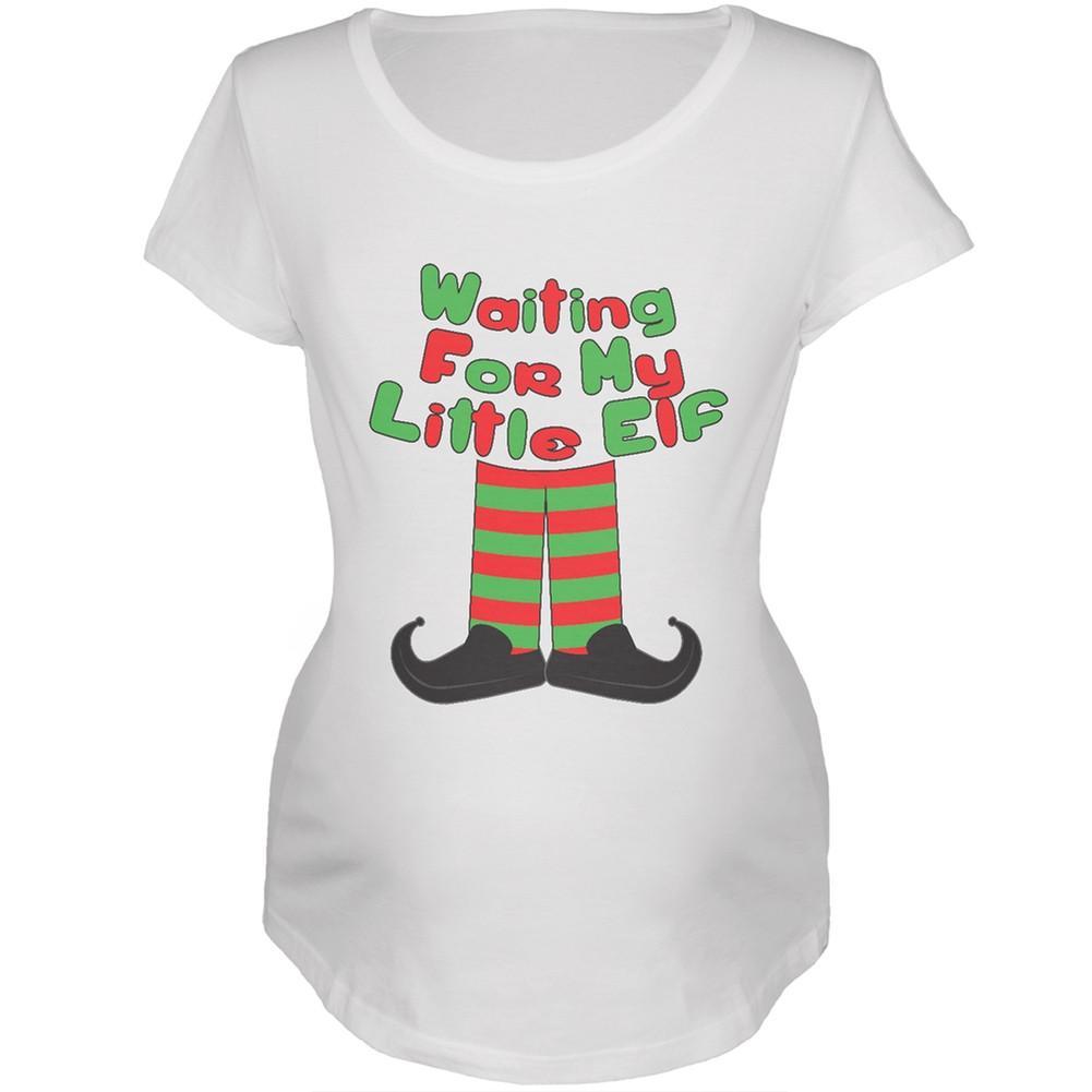Waiting For My Little Elf White Maternity T-Shirt