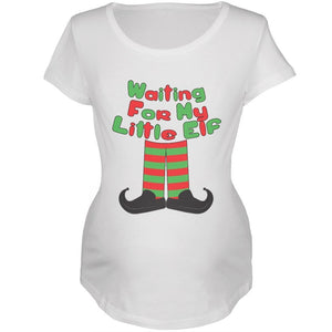 Waiting For My Little Elf White Maternity T-Shirt