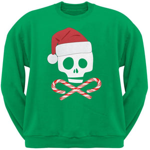 Skull And Cross Candy Canes Santa Black Crew Neck Sweatshirt