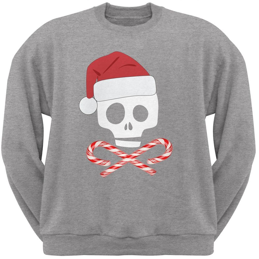 Skull And Cross Candy Canes Santa Black Crew Neck Sweatshirt