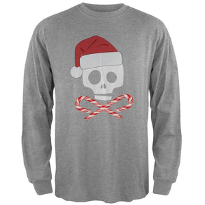 Skull And Cross Candy Canes Santa Black Adult Long Sleeve T-Shirt