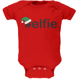 #Elfie Christmas Hashtag Green Soft Baby One Piece