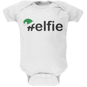 #Elfie Christmas Hashtag Green Soft Baby One Piece