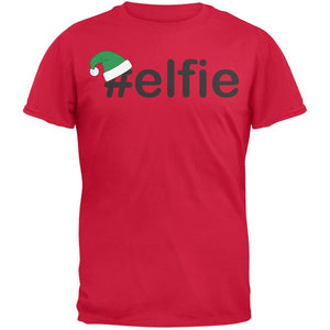 #Elfie Christmas Hashtag Red Adult T-Shirt