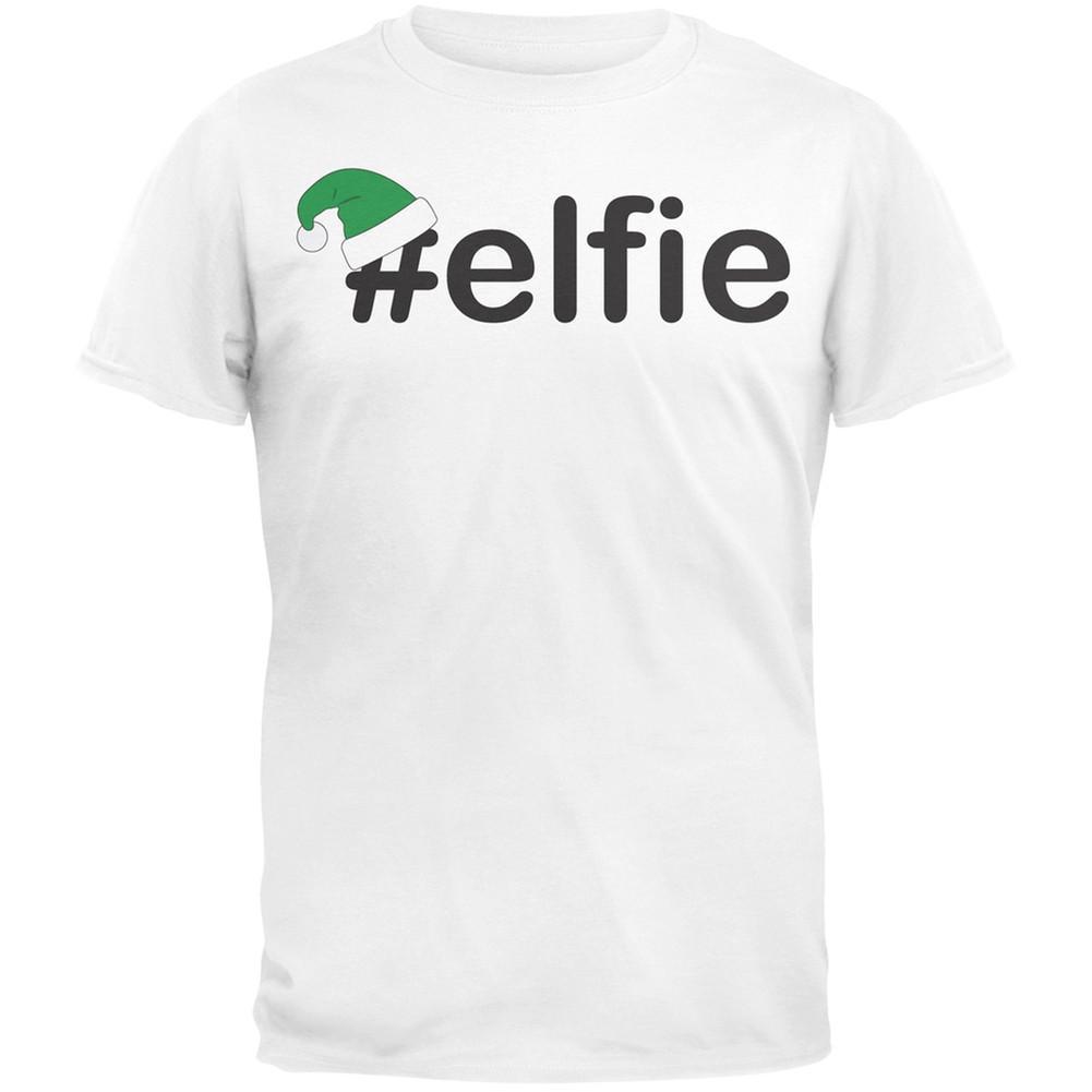 #Elfie Christmas Hashtag Green Adult T-Shirt