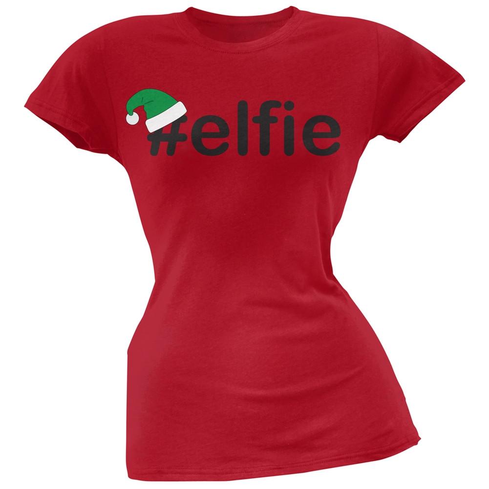 #Elfie Christmas Hashtag Green Soft Juniors T-Shirt
