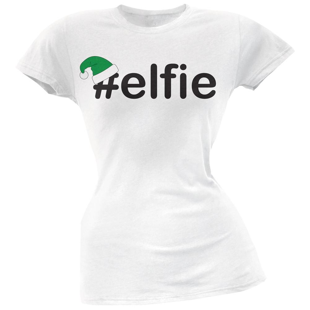 #Elfie Christmas Hashtag Green Soft Juniors T-Shirt