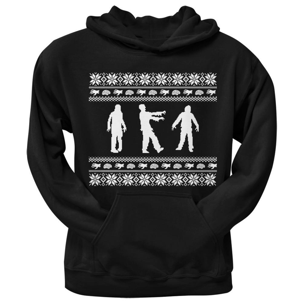 Zombie Ugly Christmas Sweater Black Adult Pullover Hoodie