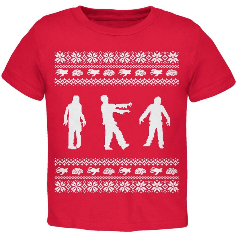 Zombie Ugly Christmas Sweater Red Toddler T-Shirt
