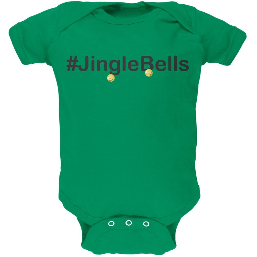 #Jinglebells Christmas Hashtag Green Soft Baby One Piece