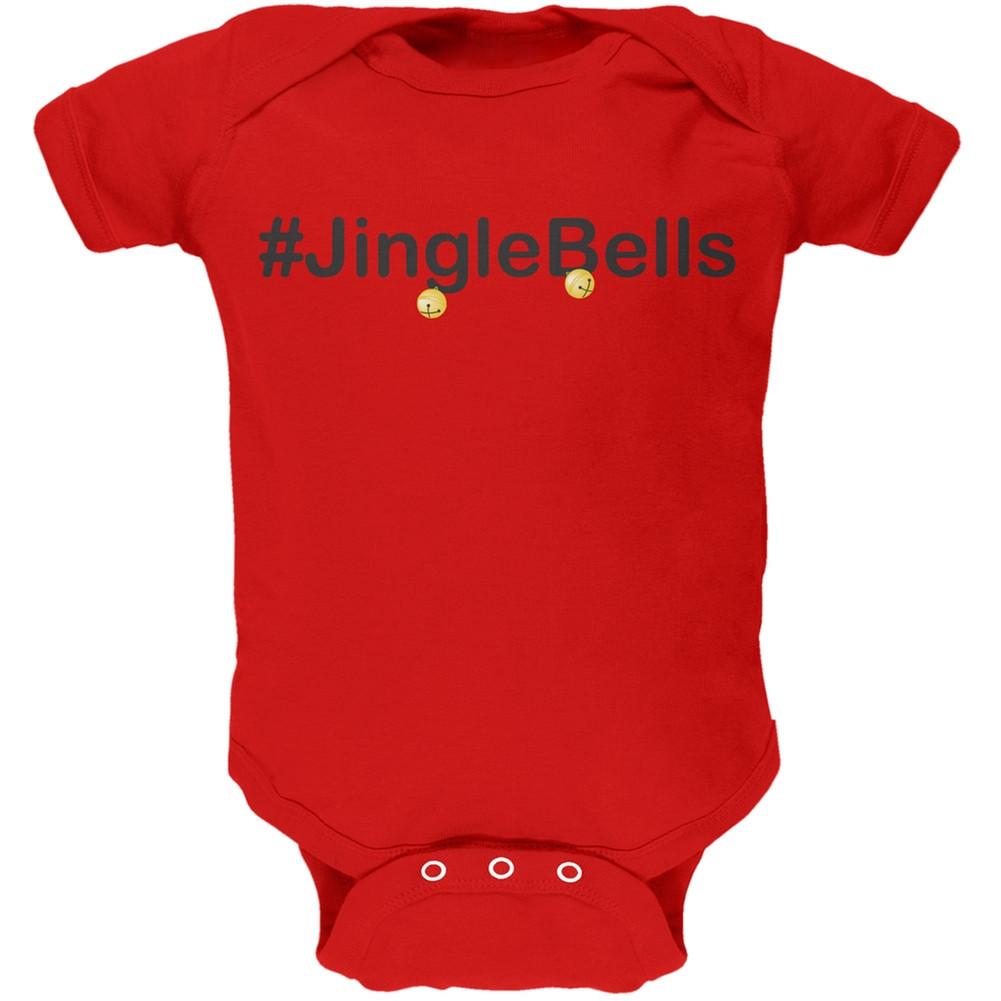 #Jinglebells Christmas Hashtag Green Soft Baby One Piece