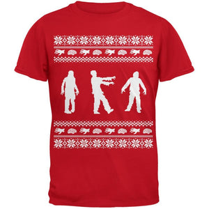 Zombie Ugly Christmas Sweater Red Adult T-Shirt