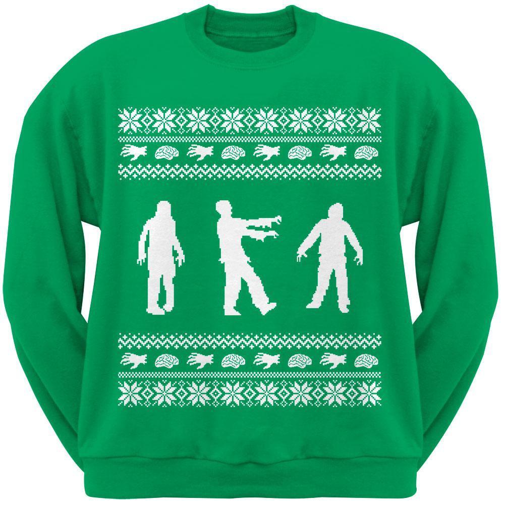 Zombie Ugly Christmas Sweater Black Adult Crew Neck Sweatshirt