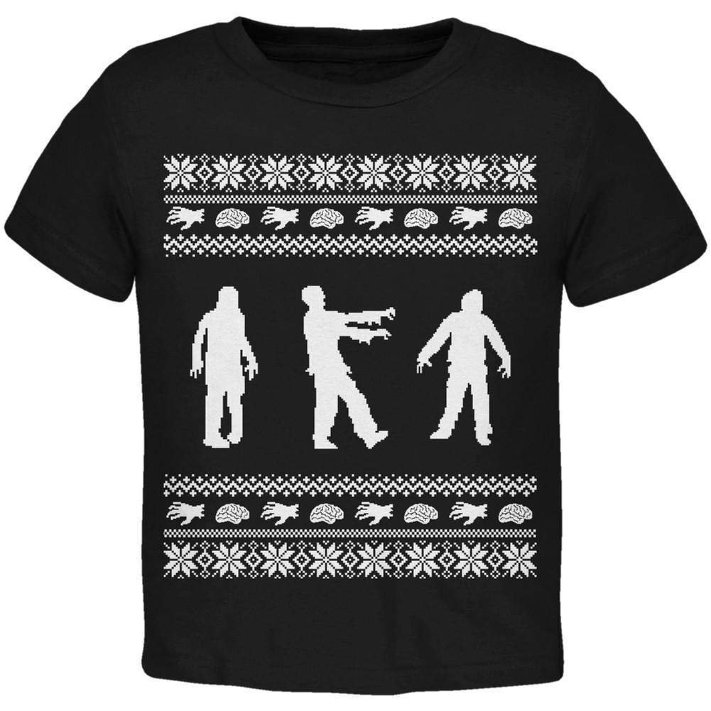 Zombie Ugly Christmas Sweater Green & White Toddler T-Shirt
