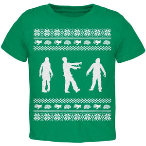Zombie Ugly Christmas Sweater Green & White Toddler T-Shirt