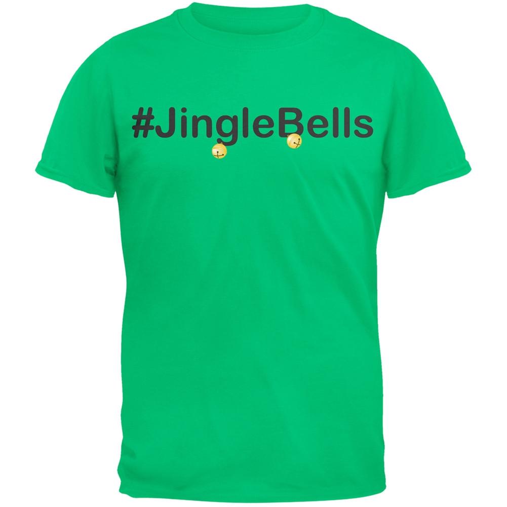 #Jinglebells Christmas Hashtag Green Adult T-Shirt