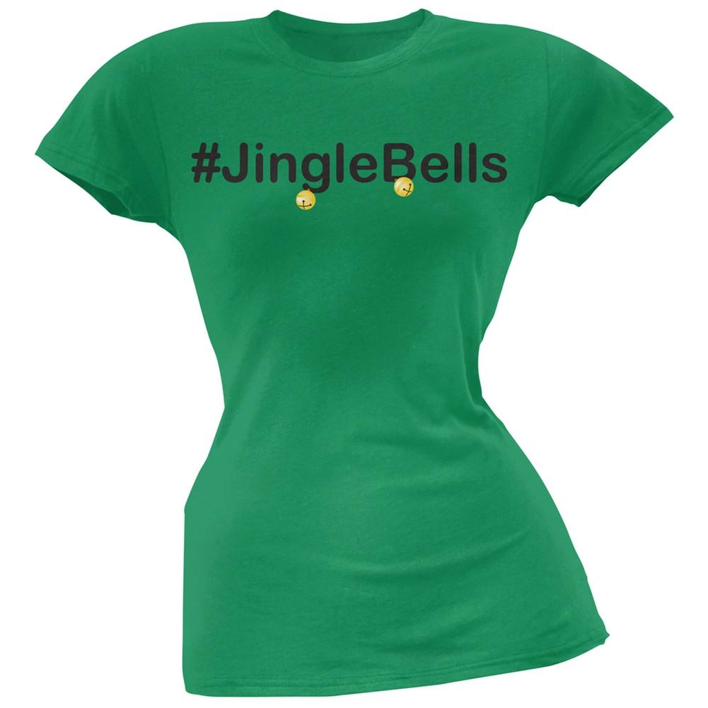 #Jinglebells Christmas Hashtag Green Soft Juniors T-Shirt