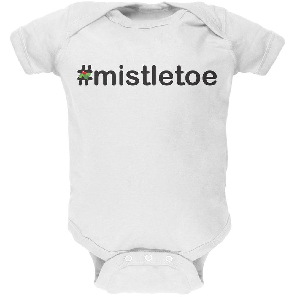 #Mistletoe Christmas Hashtag Green Soft Baby One Piece