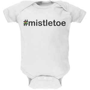 #Mistletoe Christmas Hashtag Green Soft Baby One Piece