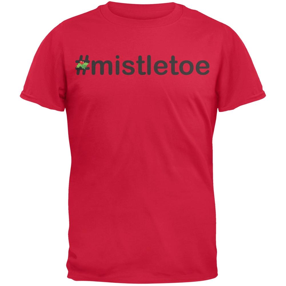 #Mistletoe Christmas Hashtag Red Adult T-Shirt
