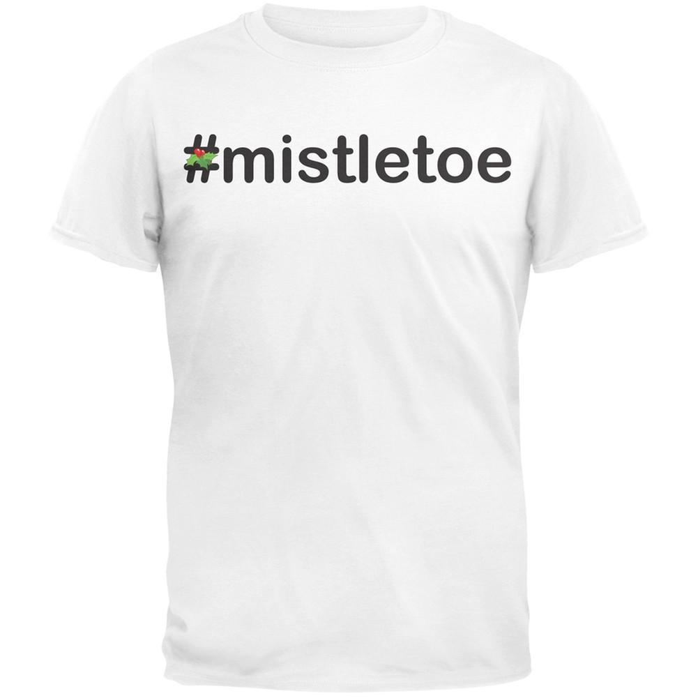 #Mistletoe Christmas Hashtag Green Adult T-Shirt