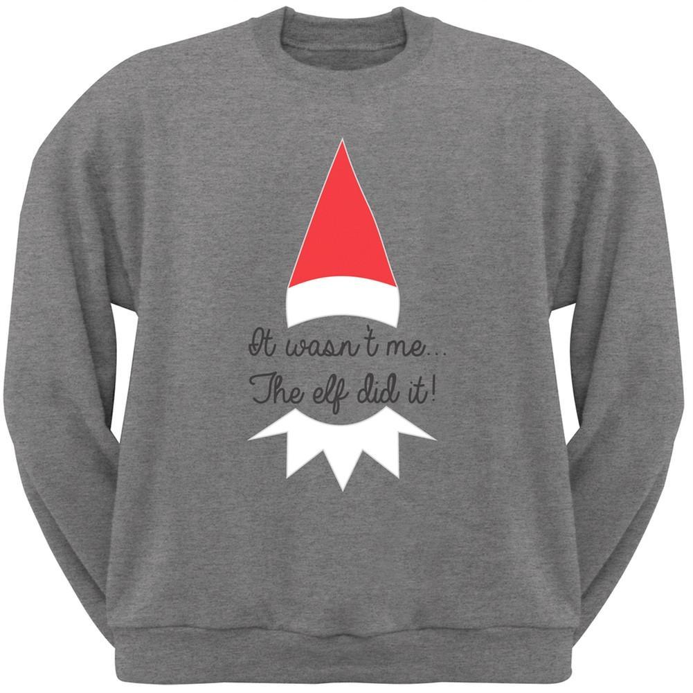 The Elf Did It Grey Adult Crew Neck Sweatshirt