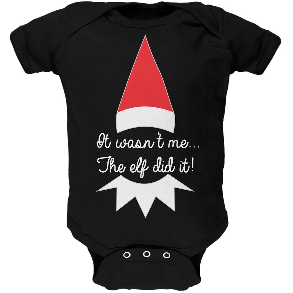 The Elf Did It Black Baby One Piece