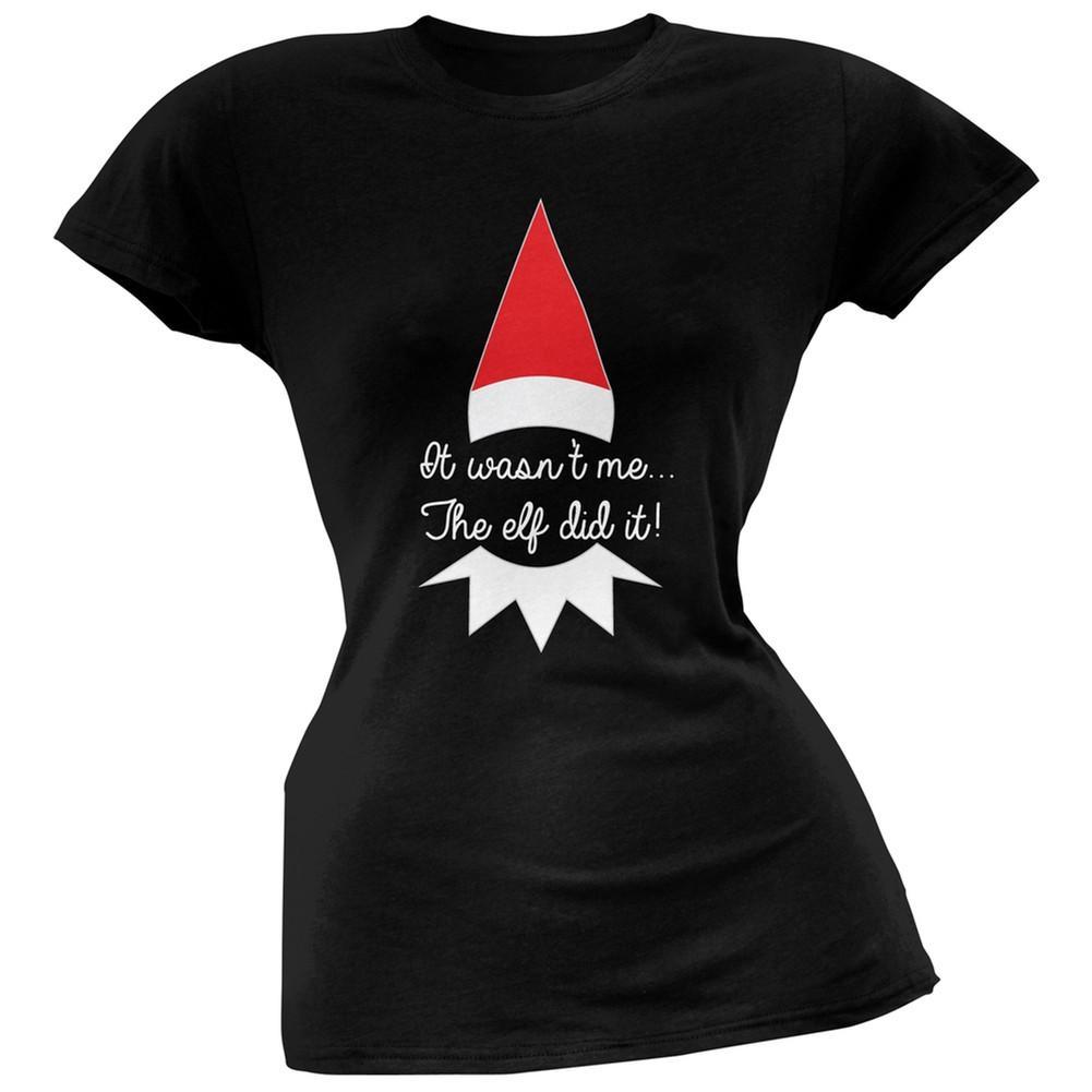 The Elf Did It Black Soft Juniors T-Shirt