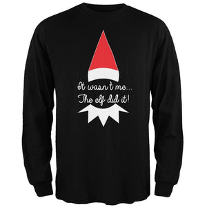 The Elf Did It Black Adult Long Sleeve T-Shirt