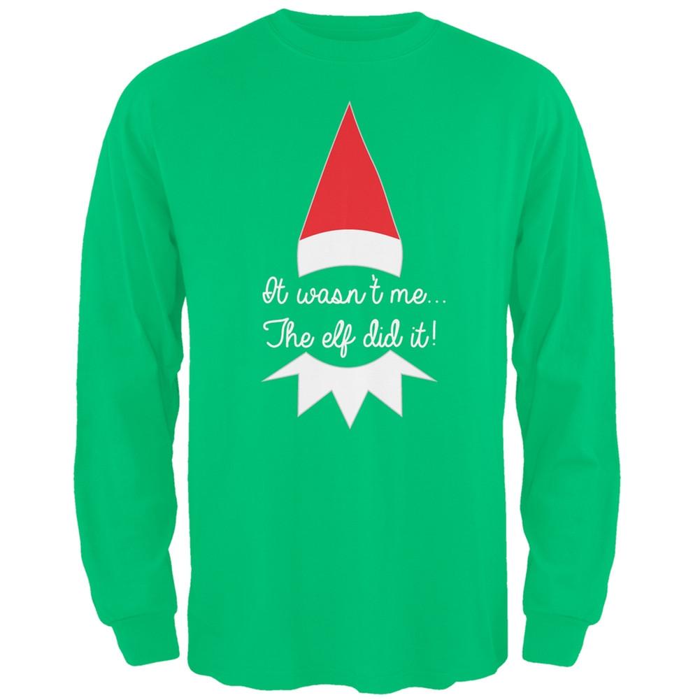 The Elf Did It Black Adult Long Sleeve T-Shirt