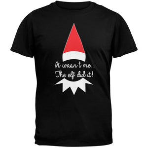 The Elf Did It Black Adult T-Shirt