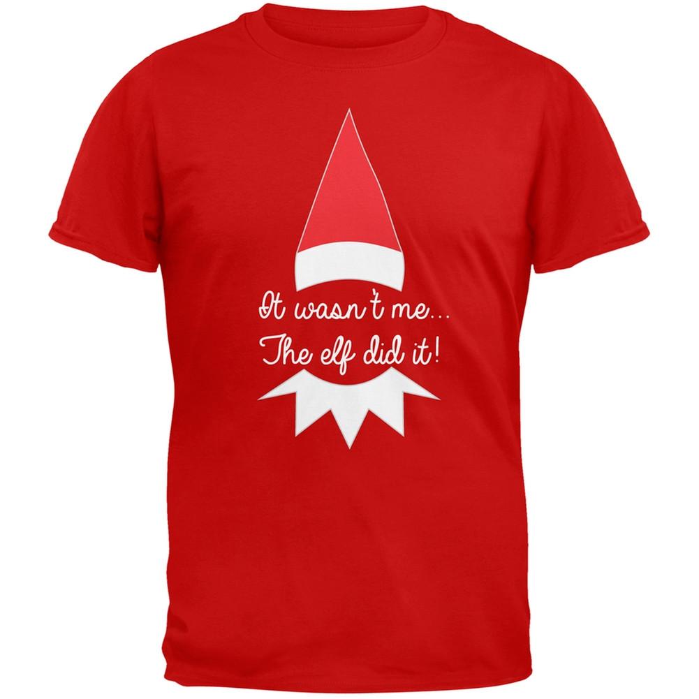 The Elf Did It Red Adult T-Shirt